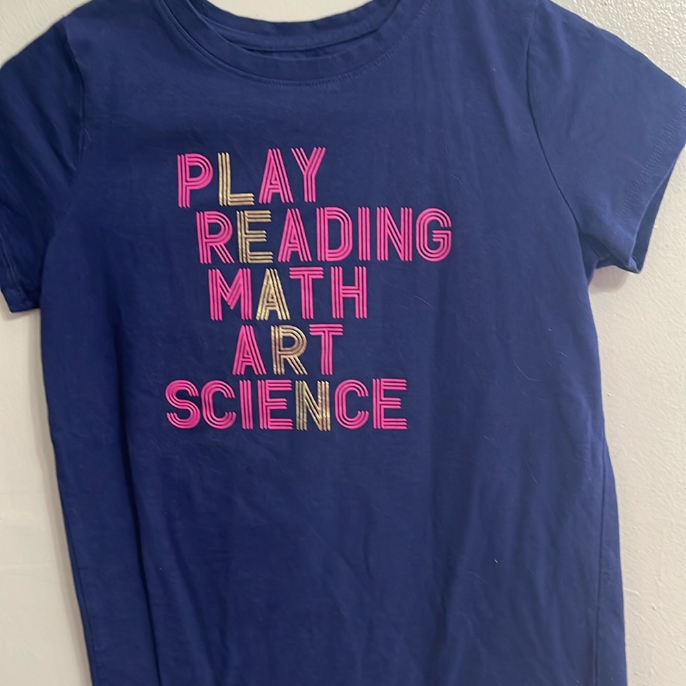 Blue t shirt with school words